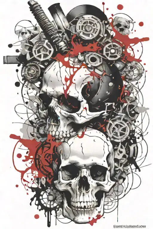 marcus aurelius and skull surrounded tattoo design idea