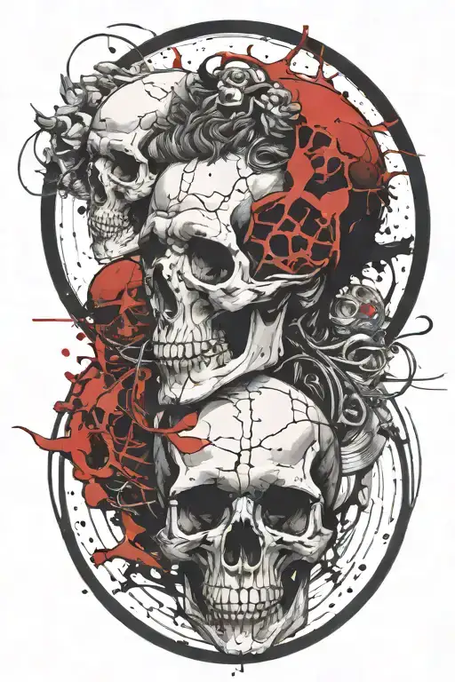 marcus aurelius and skull surrounded tattoo design idea