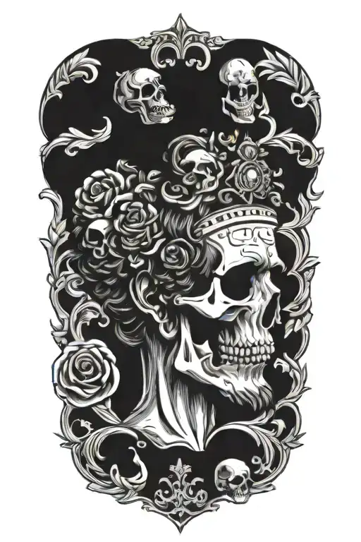 marcus aurelius and skull tattoo design idea