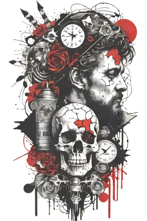 marcus aurelius and memento mori tattoo design idea