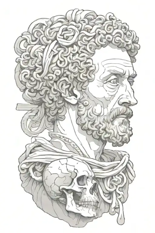 marcus aurelius and skull tattoo design idea