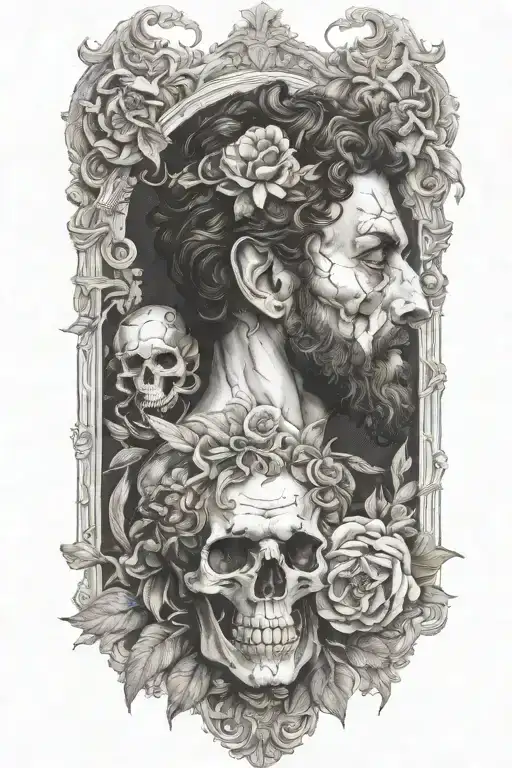 marcus aurelius skull memento mori tattoo design idea