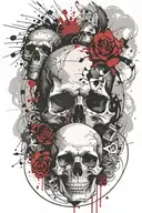 marcus aurelius and skull surrounded tattoo design idea