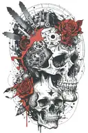 marcus aurelius and skull surrounded tattoo design idea