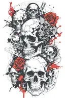 marcus aurelius and skull surrounded tattoo design idea