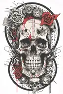 marcus aurelius and skull surrounded tattoo design idea