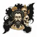 marcus aurelius and skull tattoo design idea