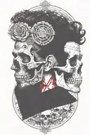 marcus aurelius and skull surrounded tattoo design idea