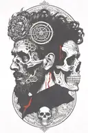 marcus aurelius and skull surrounded tattoo design idea