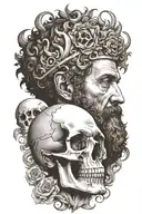 marcus aurelius and skull tattoo design idea