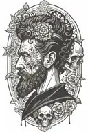 marcus aurelius and skull surrounded tattoo design idea