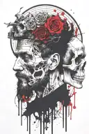 marcus aurelius and skull surrounded tattoo design idea