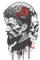 marcus aurelius and skull surrounded tattoo design idea