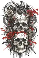 marcus aurelius and skull surrounded tattoo design idea