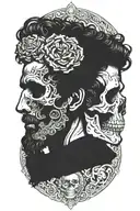 marcus aurelius and skull surrounded tattoo design idea