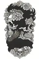 marcus aurelius and skull surrounded tattoo design idea