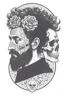 marcus aurelius and skull surrounded tattoo design idea