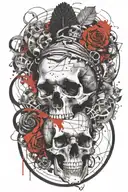 marcus aurelius and skull surrounded tattoo design idea