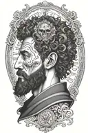 marcus aurelius and skull surrounded tattoo design idea