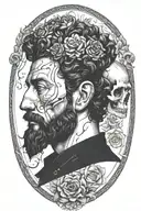 marcus aurelius and skull surrounded tattoo design idea