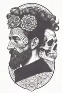 marcus aurelius and skull surrounded tattoo design idea