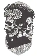 marcus aurelius and skull surrounded tattoo design idea