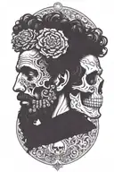 marcus aurelius and skull surrounded tattoo design idea