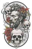 marcus aurelius and skull surrounded tattoo design idea