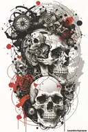 marcus aurelius and skull surrounded tattoo design idea