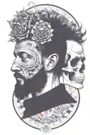 marcus aurelius and skull surrounded tattoo design idea