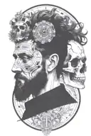 marcus aurelius and skull surrounded tattoo design idea