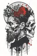 marcus aurelius and skull surrounded tattoo design idea