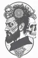 marcus aurelius and skull surrounded tattoo design idea