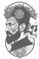 marcus aurelius and skull surrounded tattoo design idea