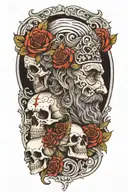 marcus aurelius and skull tattoo design idea