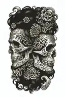 marcus aurelius and skull tattoo design idea