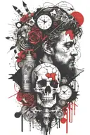 marcus aurelius and memento mori tattoo design idea