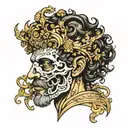 marcus aurelius half face skull tattoo design idea