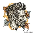 marcus aurelius half face skull tattoo design idea