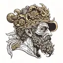marcus aurelius half face skull tattoo design idea
