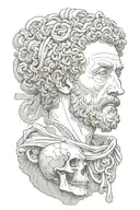 marcus aurelius and skull tattoo design idea