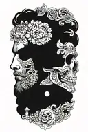 marcus aurelius and skull surrounded tattoo design idea