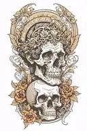marcus aurelius and skull surrounded tattoo design idea