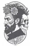 marcus aurelius and skull surrounded tattoo design idea