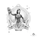 Dumbbell-wielding mermaid lifting weights underwater tattoo design idea