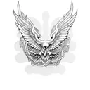 gym and eagle wings tattoo design idea