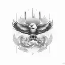 gym and eagle wings tattoo design idea