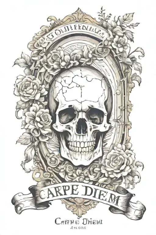 carpe diem memento mori tattoo design idea