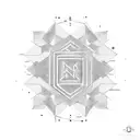 Geometric pattern with hidden initials of sister in law's name tattoo design idea