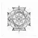 Geometric pattern with hidden initials of sister in law's name tattoo design idea